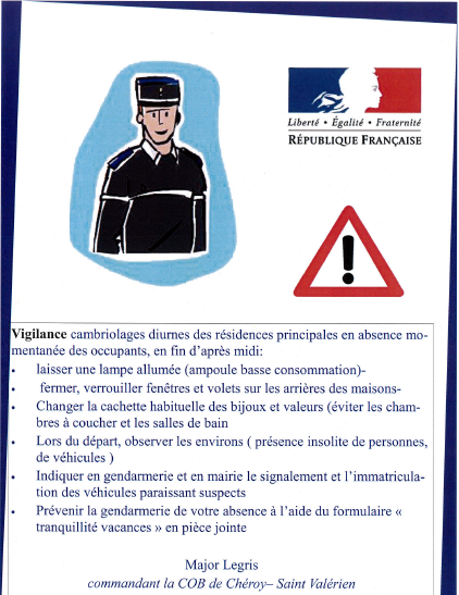affiche de la gendarmerie de CHEROY